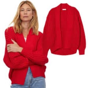 Red Knit Women's Cardigan Sweater